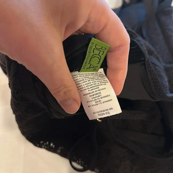 Becca Colorplay Black Crochet One-Piece Swimsuit beautiful suit plus size 2X EUC - Picture 6 of 6